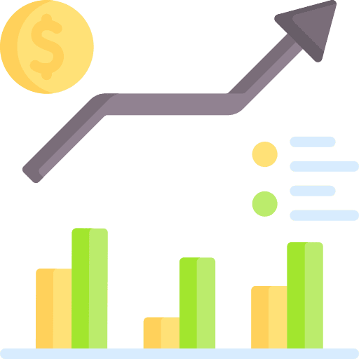 Bar chart value profit dollar icon