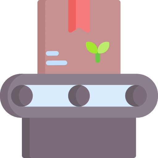 Conveyor belt fair trade production manufacturing icon