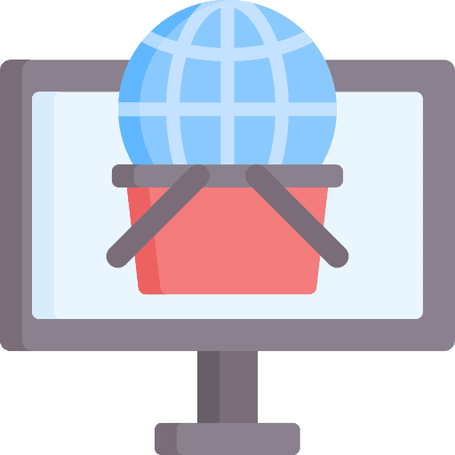 Online shopping commerce and shopping computer basket icon