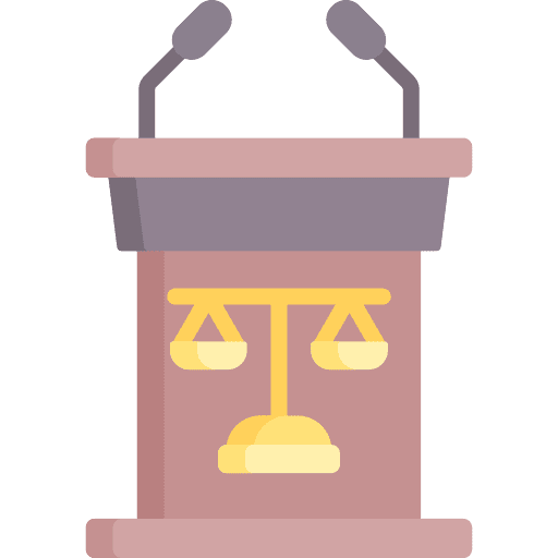 Speech judicial lectern law icon