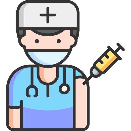 Nurse healthcare and medical covid vaccination icon
