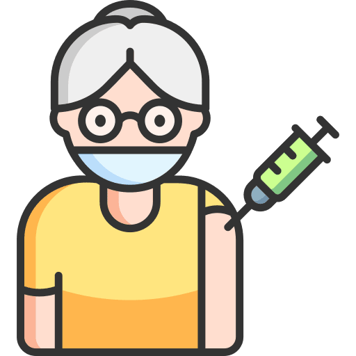 Old woman vaccination old woman healthcare and medical icon