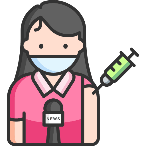 Journalist news reporter woman vaccine icon Journalist news reporter woman vaccine icon