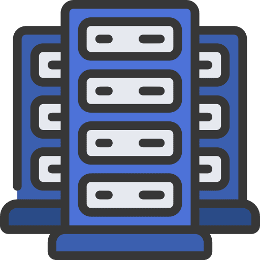 Data center network multimedia file storage icon