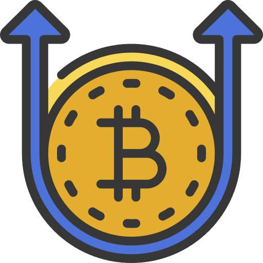 Bitcoin up business and finance cryptocurrency storage icon