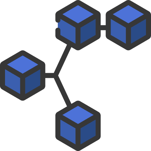 Blockchain cryptocurrency business and finance broken icon