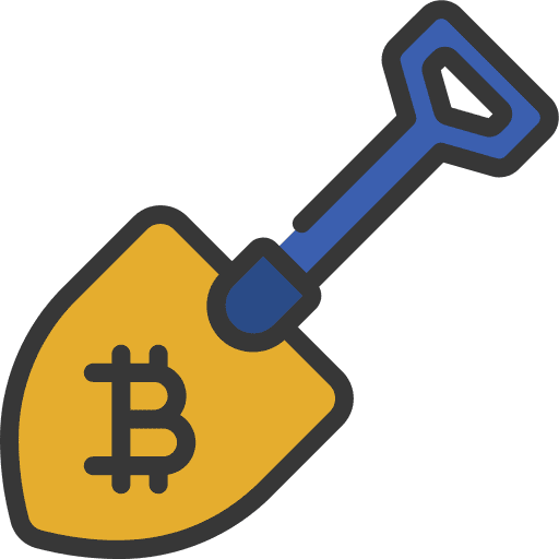 Bitcoin mining cash shovel currency icon