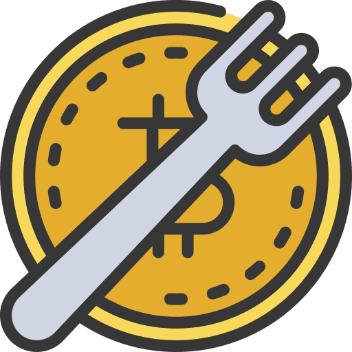 Fork split crypto business and finance icon