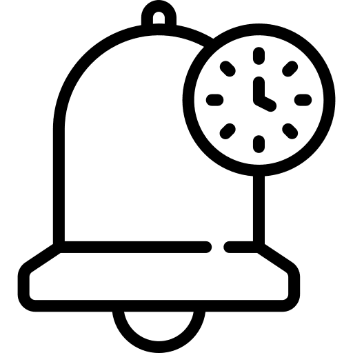 Alert time and date notification bell alert icon