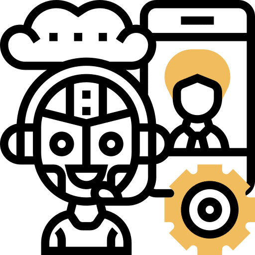 Artificial intelligence robot communications automation icon Artificial intelligence robot communications automation icon