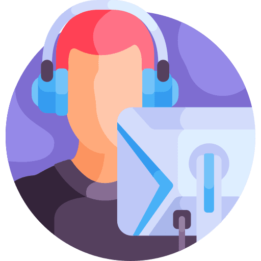 Gamer user computer caucasian icon Gamer user computer caucasian icon
