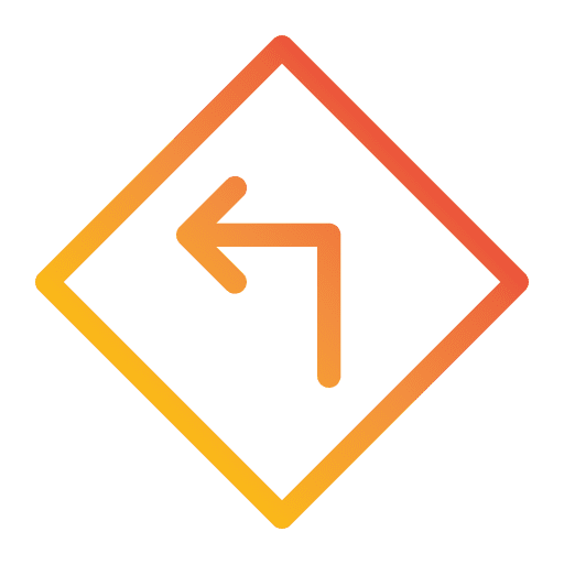 Turn left direction traffic sign orientation icon