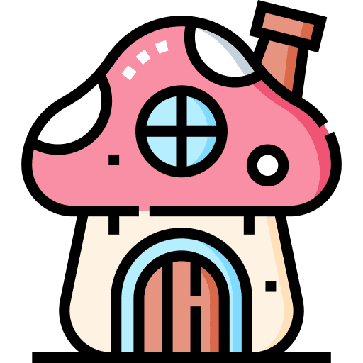 Mushroom cultures fairytale house icon