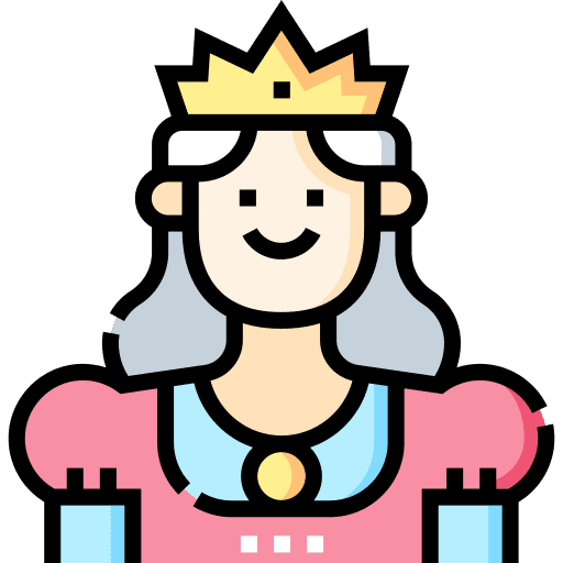 Queen character crown caucasian icon