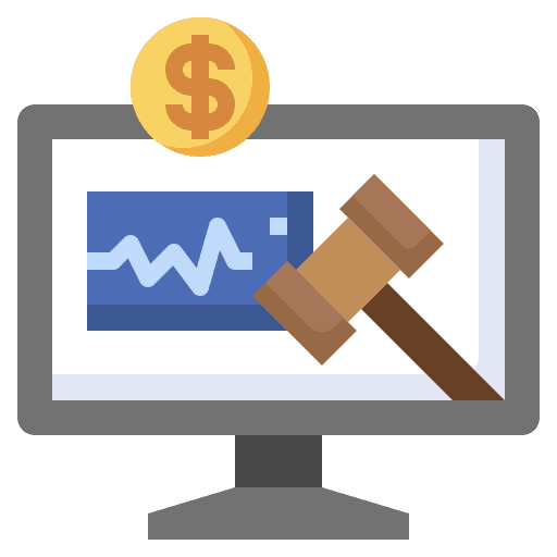 Auction business computer law icon