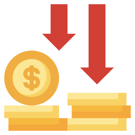 Losses dollar coin money icon