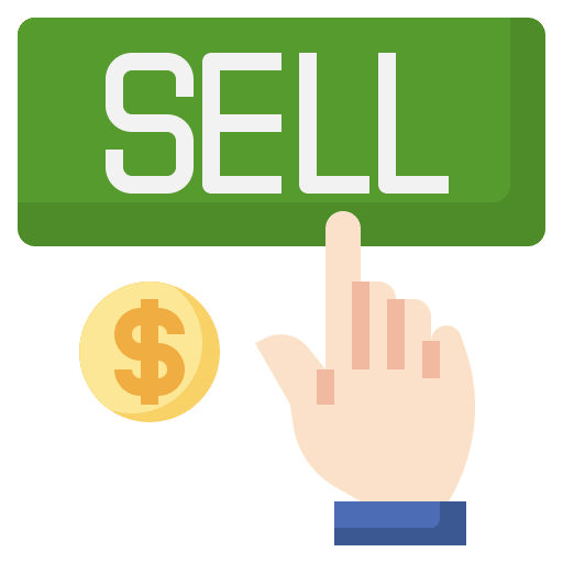 Sell commerce and shopping click button icon