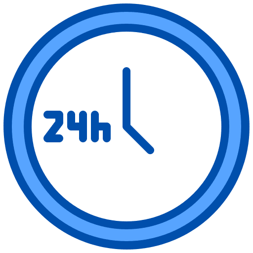 Clock time and date delivery 24 hour clock icon Clock time and date delivery 24 hour clock icon