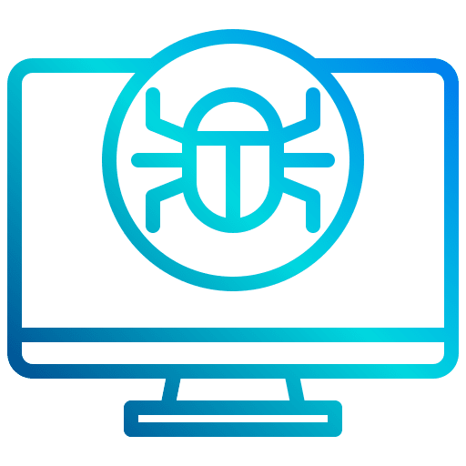 Virus monitor computer warning icon Virus monitor computer warning icon