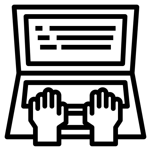 Laptop typing technology device icon