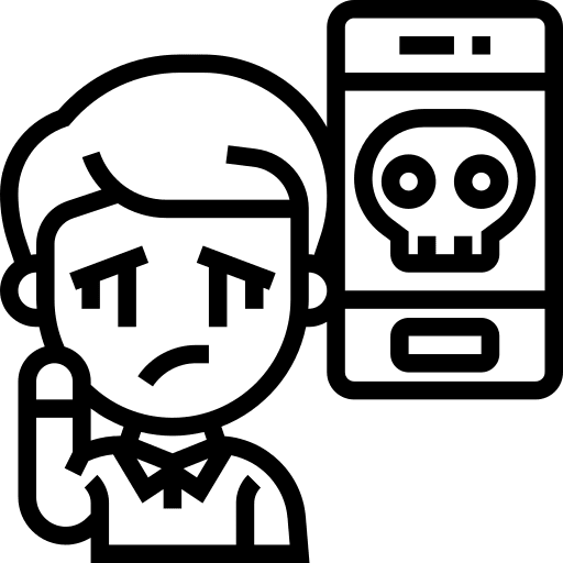 Cyberbullying communications smartphone victim icon
