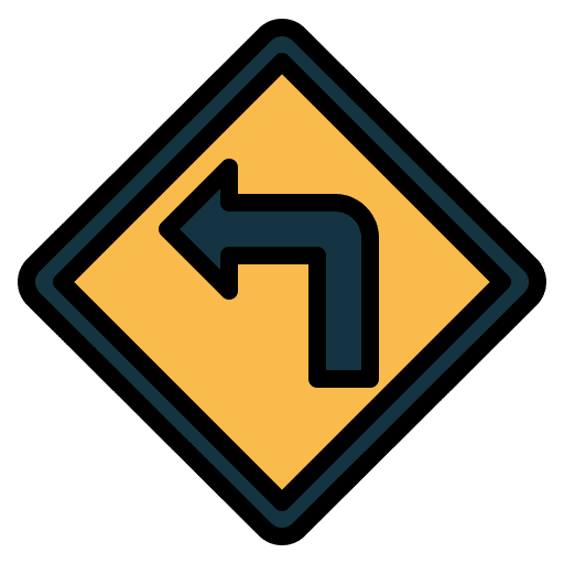Turn left signaling traffic sign turn left icon