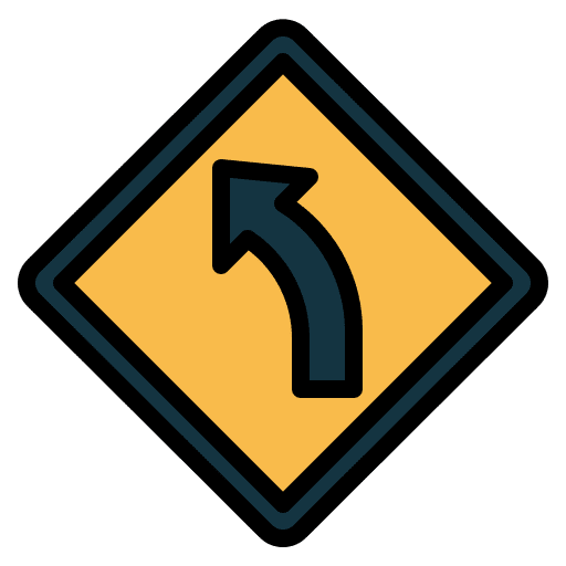 Left turn road sign signaling left turn icon Left turn road sign signaling left turn icon