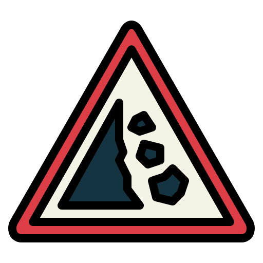 Falling rocks signaling road sign falling rocks icon Falling rocks signaling road sign falling rocks icon