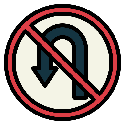 U turn road sign forbidden no icon U turn road sign forbidden no icon