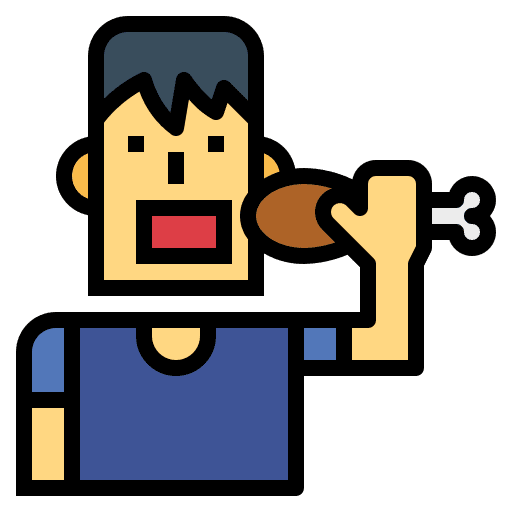 Fried chicken eating food man icon