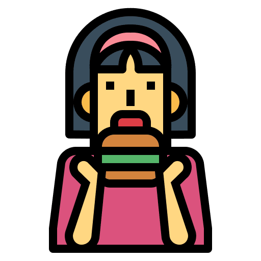 Hamburger food and restaurant woman junk food icon
