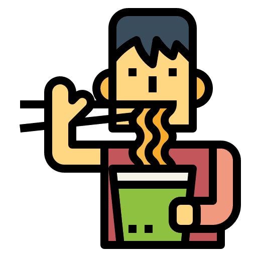 Noodle food and restaurant noodle man icon
