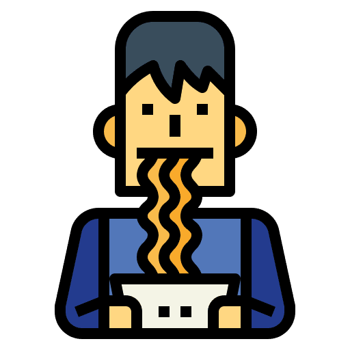 Noodle food people eating icon