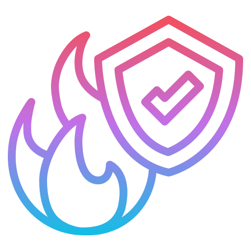 Conflagration protected security burn icon