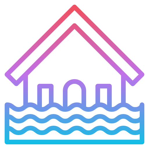 Flooded house insurance flood climate change icon Flooded house insurance flood climate change icon