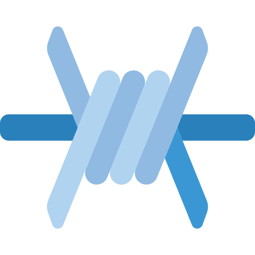 Barbed wire fence protection army icon