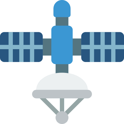 Satellite spacecraft connection technology icon