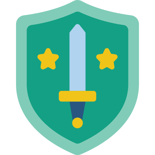 Shield medal sword security icon