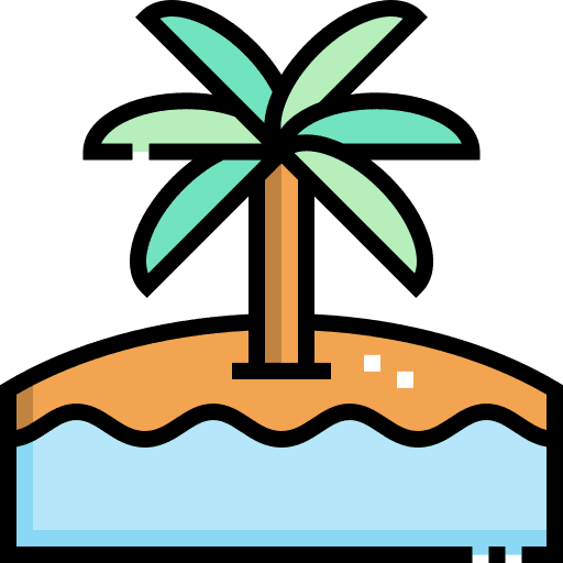 Beach island palm tree landscape icon Beach island palm tree landscape icon