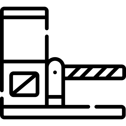 Parking barrier architecture and city security access icon