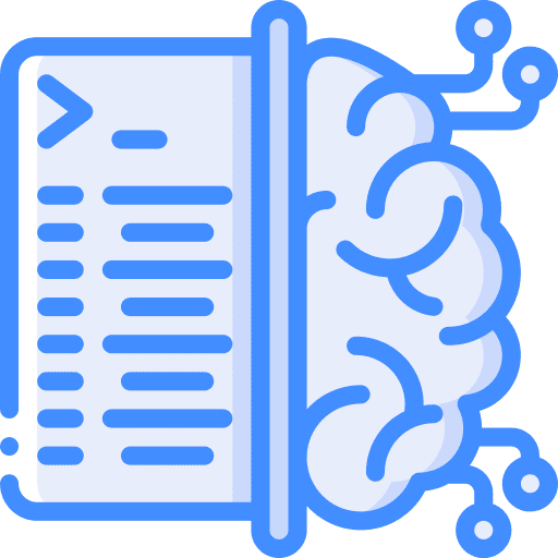 Coding machine learning artificial intelligence seo and web icon