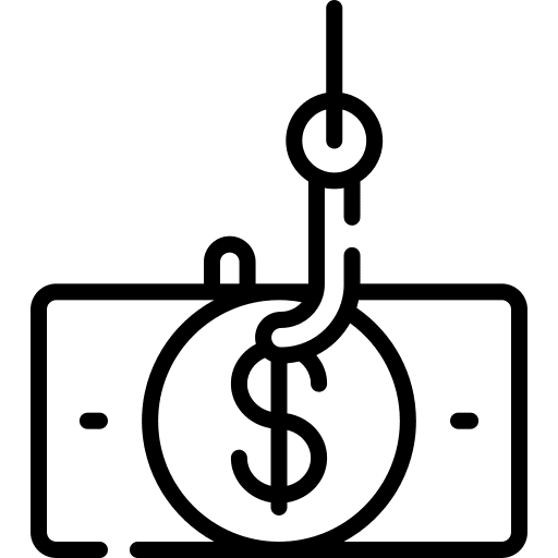 Bait fraud business and finance cash icon