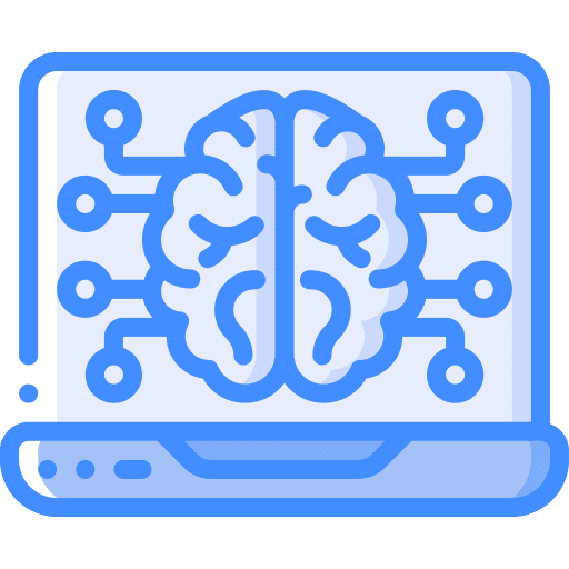 Laptop brain robotics artificial intelligence icon Laptop brain robotics artificial intelligence icon