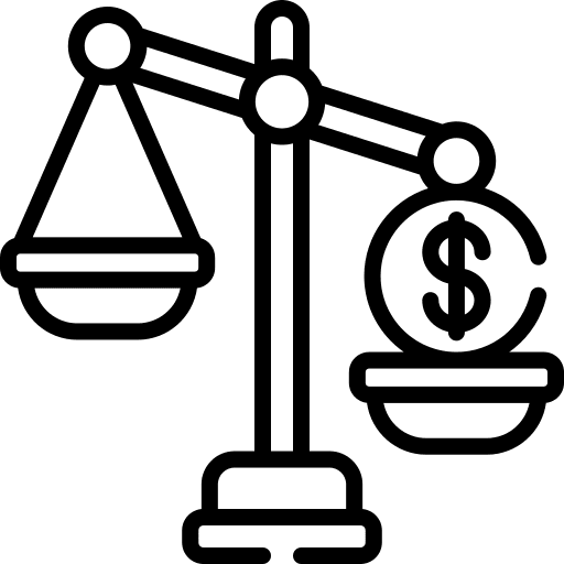 Law coin balance law icon