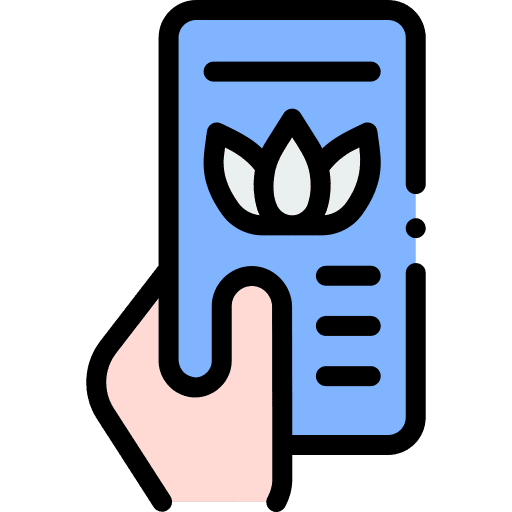 Yoga hand mobile phone lotus flower icon Yoga hand mobile phone lotus flower icon
