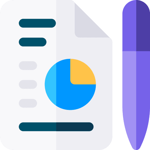 Data analytics document pie chart data analytics icon