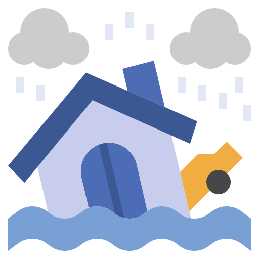 Flood insurance inundation water damage icon