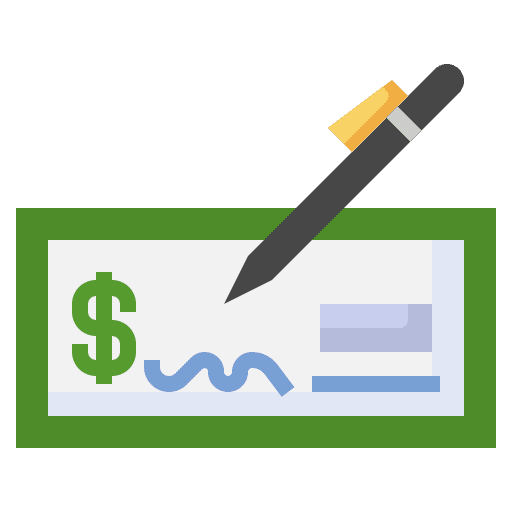 Cheque business and finance pen money icon