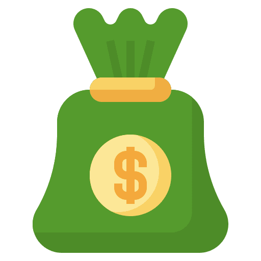 Money bag cost costs coins icon
