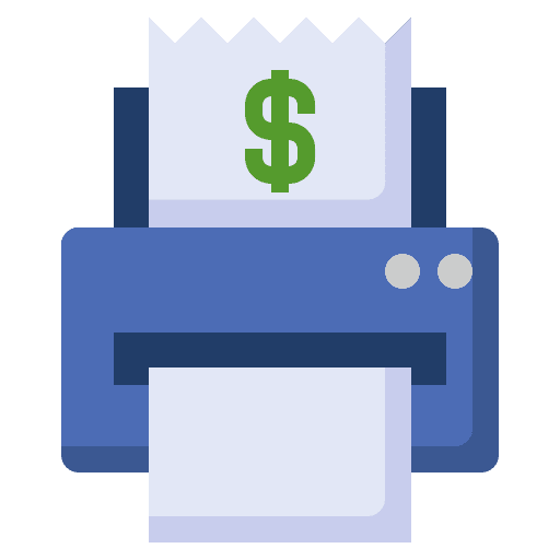 Printing commerce and shopping receipt dollar icon